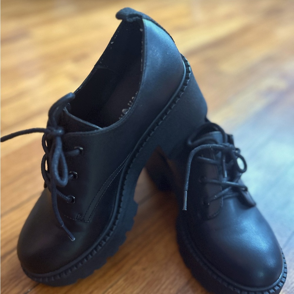 Black loafers, size 8